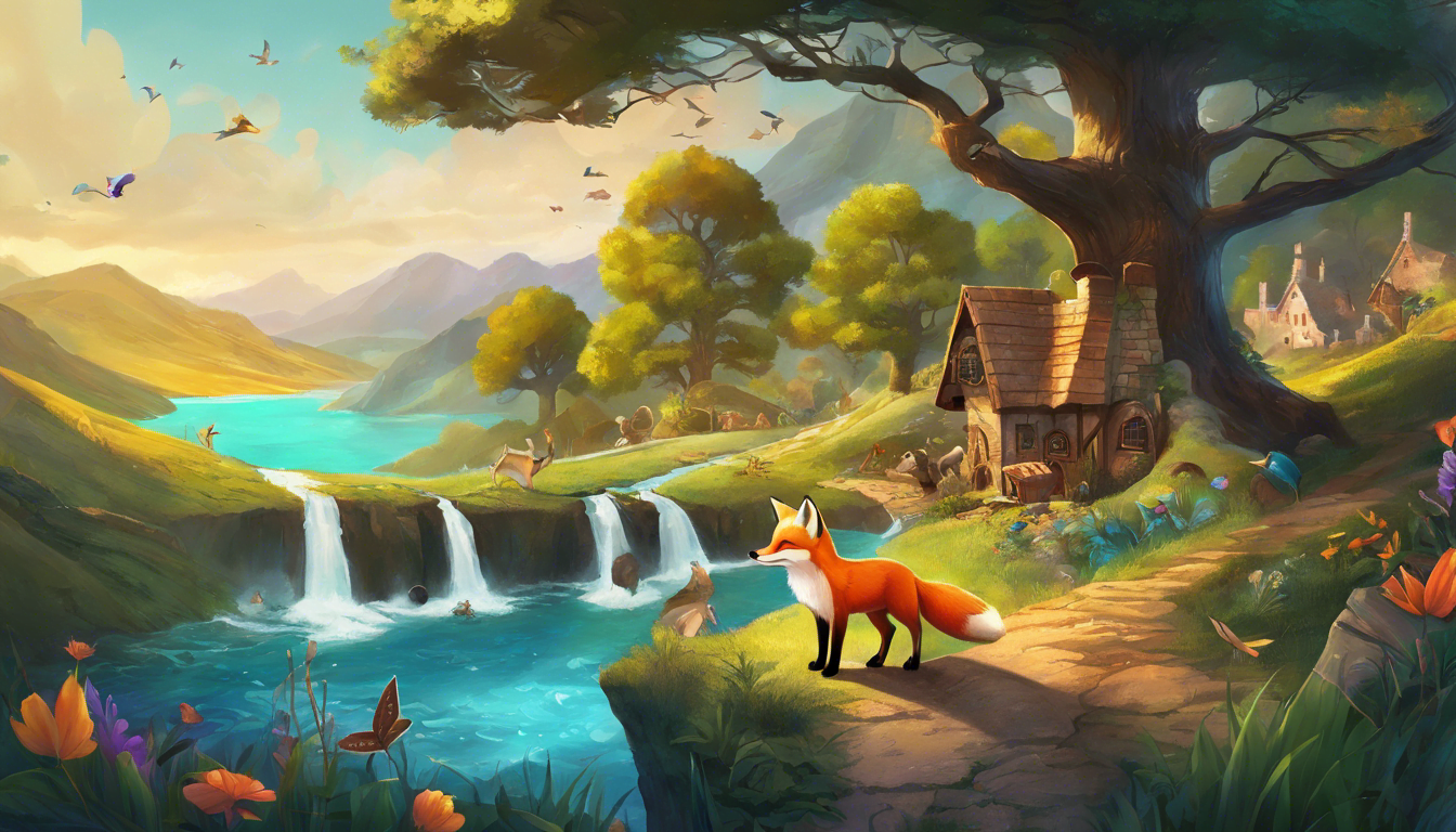 A fox named Flicker and friends discover a treasure map in a beautiful landscape.