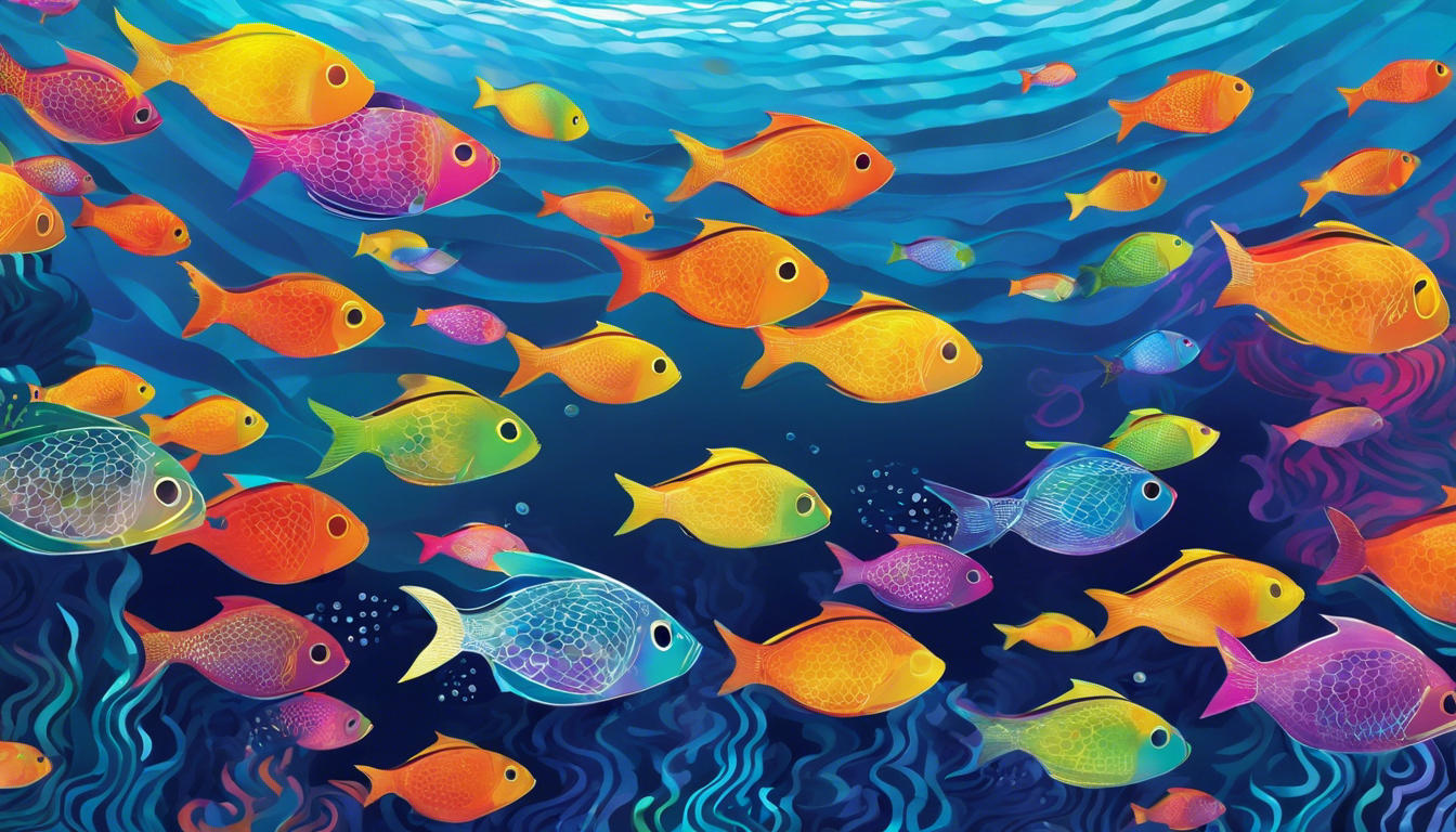 Colorful Pattern Fish swimming in a vibrant underwater scene.