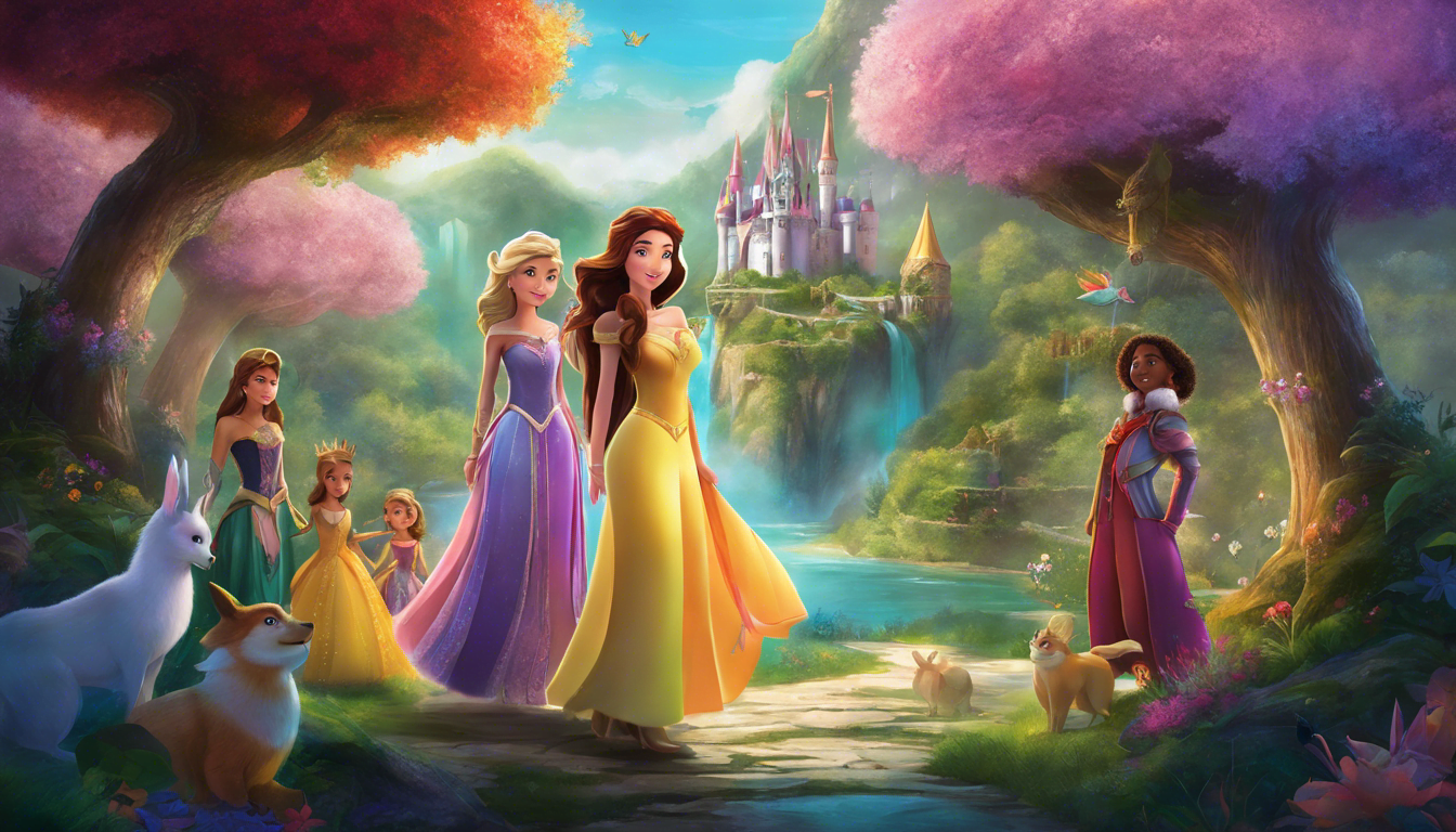 Princess Lillian and her magical friends in a vibrant kingdom.