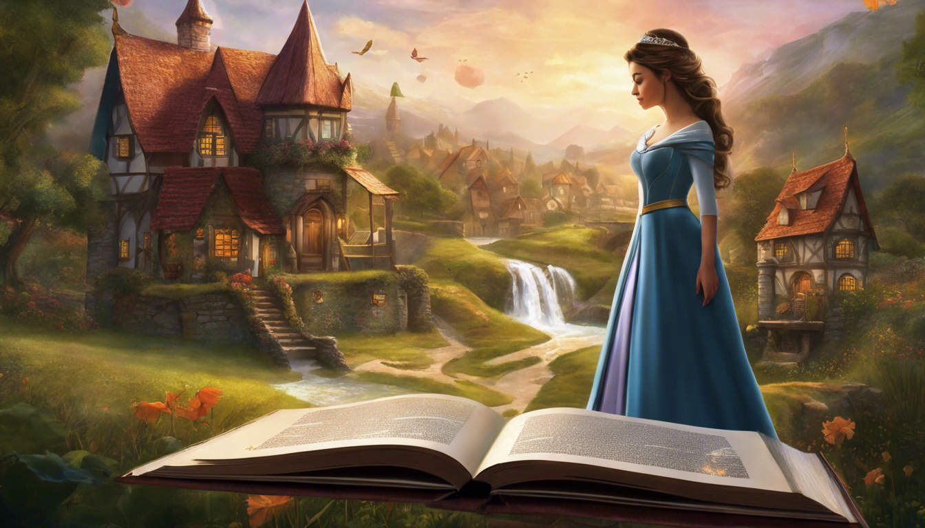 A princess in front of an enchanted book.