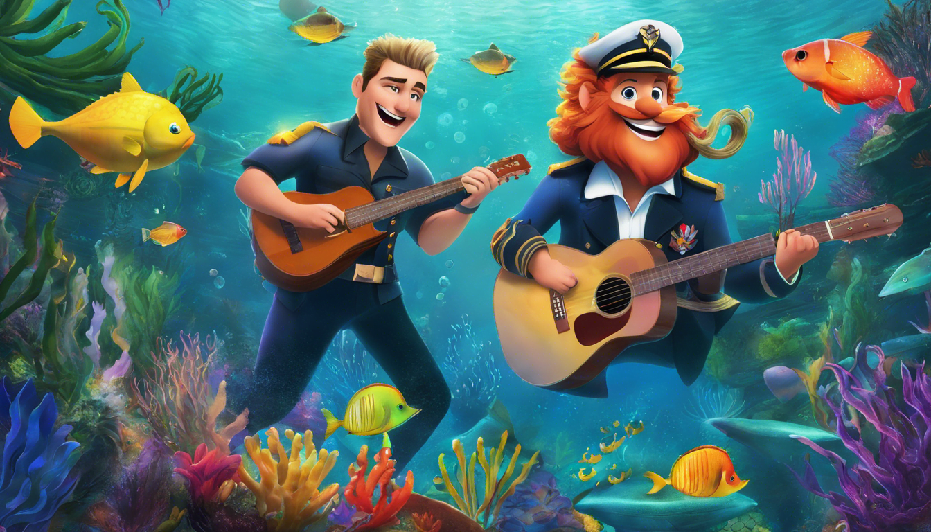 Captain Barkley and musical sea creatures performing underwater concert.